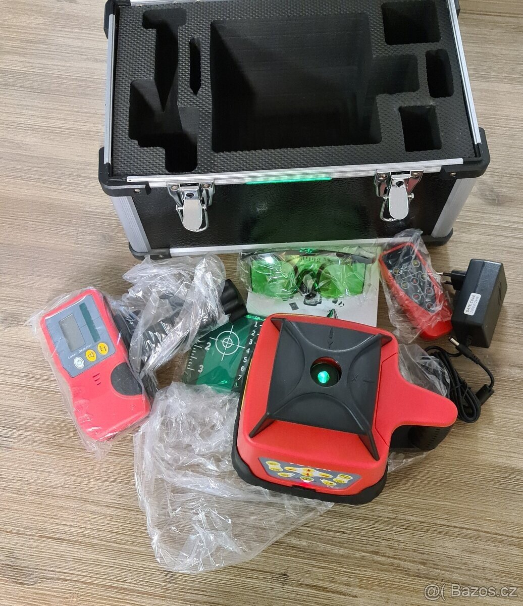 Rotační laser nivelák zelený paprsek komplet v kufru nový