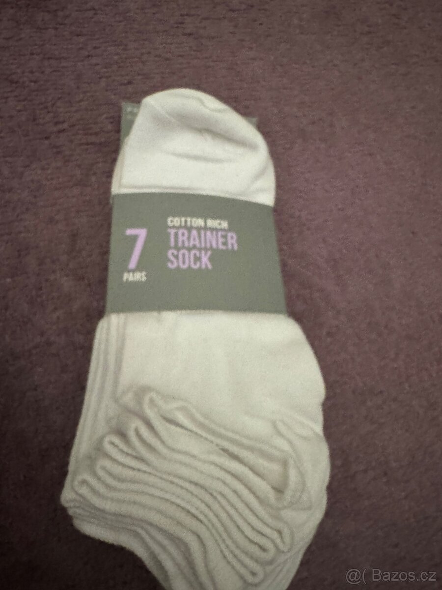 Dámská sada bílých nízkých ponožek 7 párů nové
