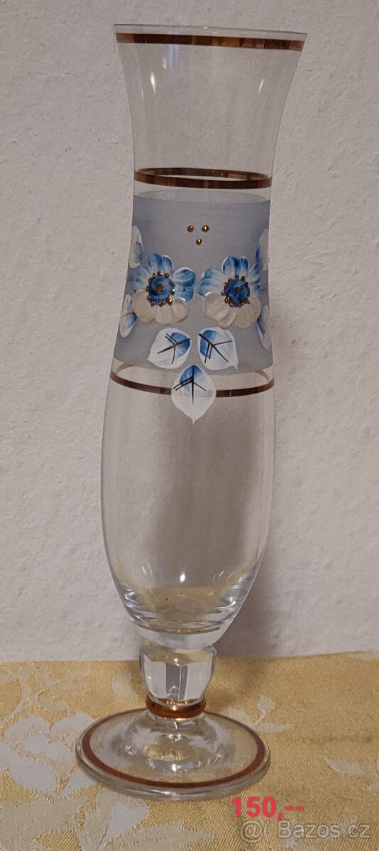 Retro skleněné vázičky a mistička ručně malovaná