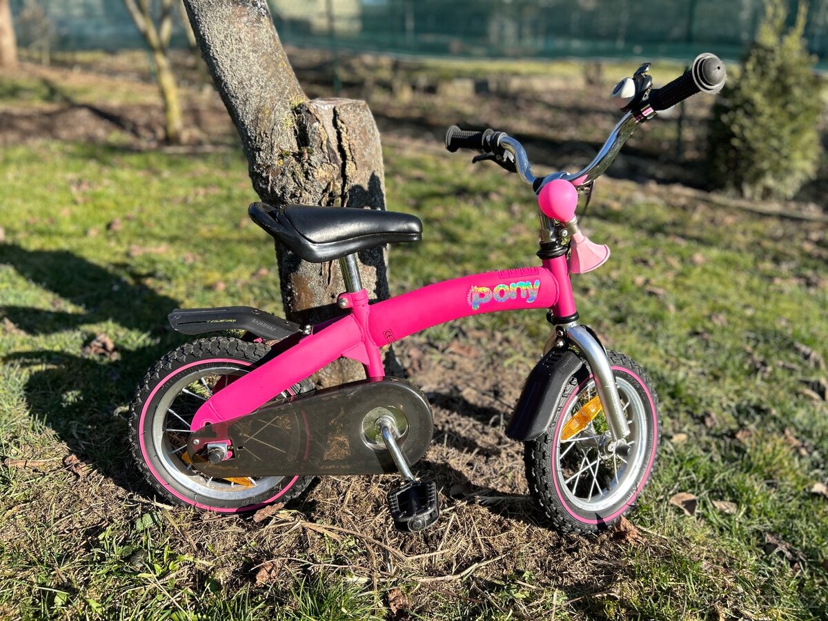 ROYALBABY Pony 2v1 Dětské odrážedlo a kolo 12" růžové