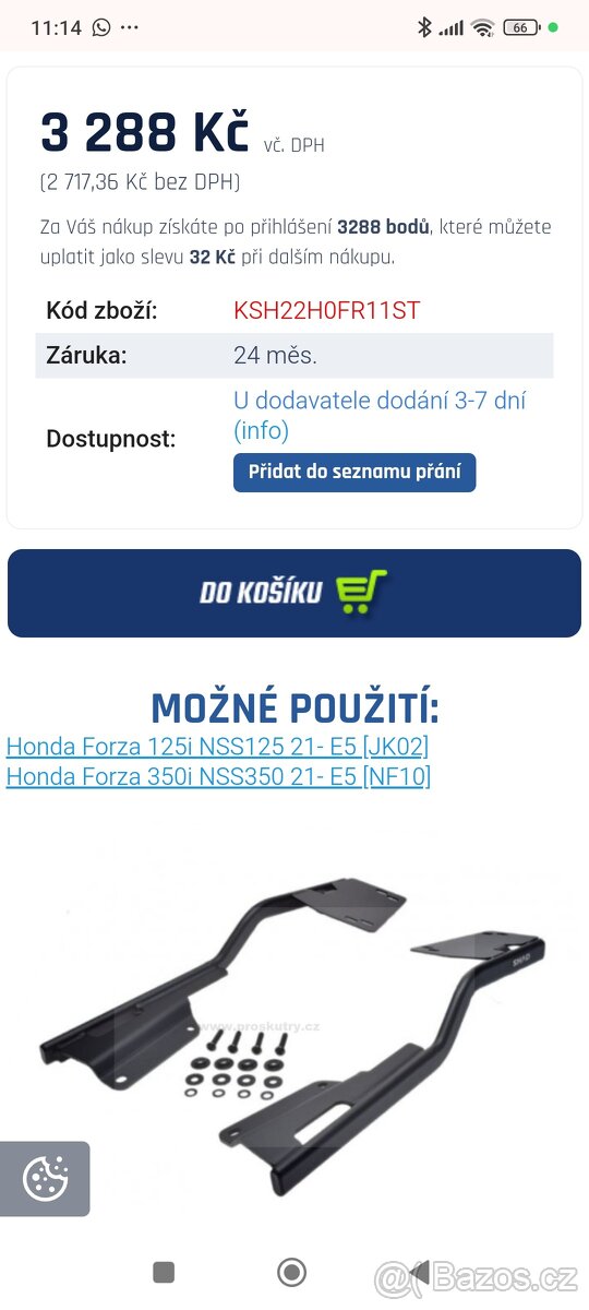 Nosic kufru zn. Shad, Honda Forza -plati do smazani