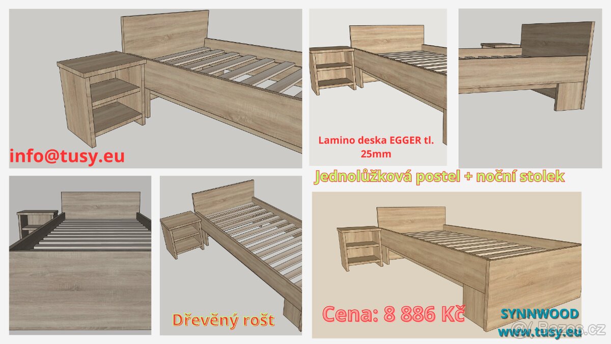 Jednolůžková postel - 900x2000mm