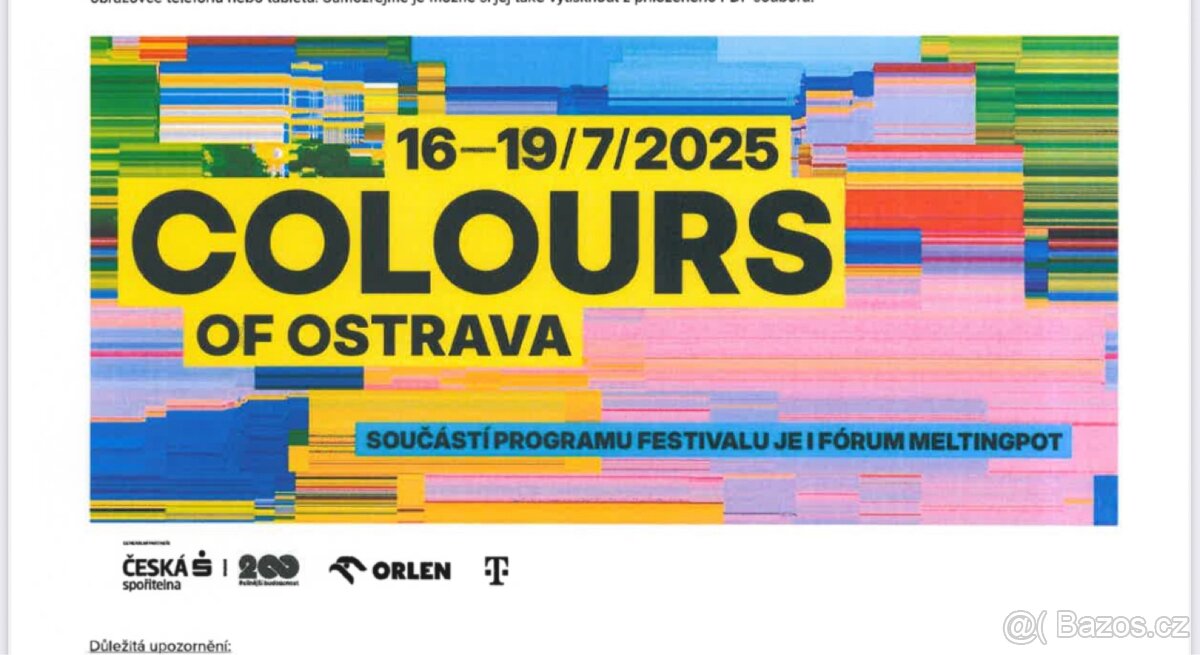 Lístky 4denní Colours of Ostrava