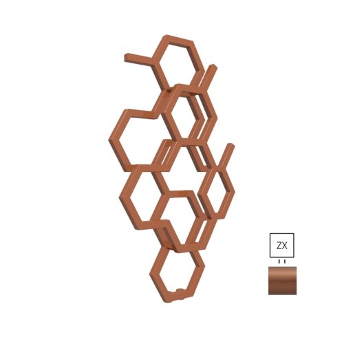 Radiátor Terma Hex 821 × 486 mm, 248 W, barva Bright Copper,