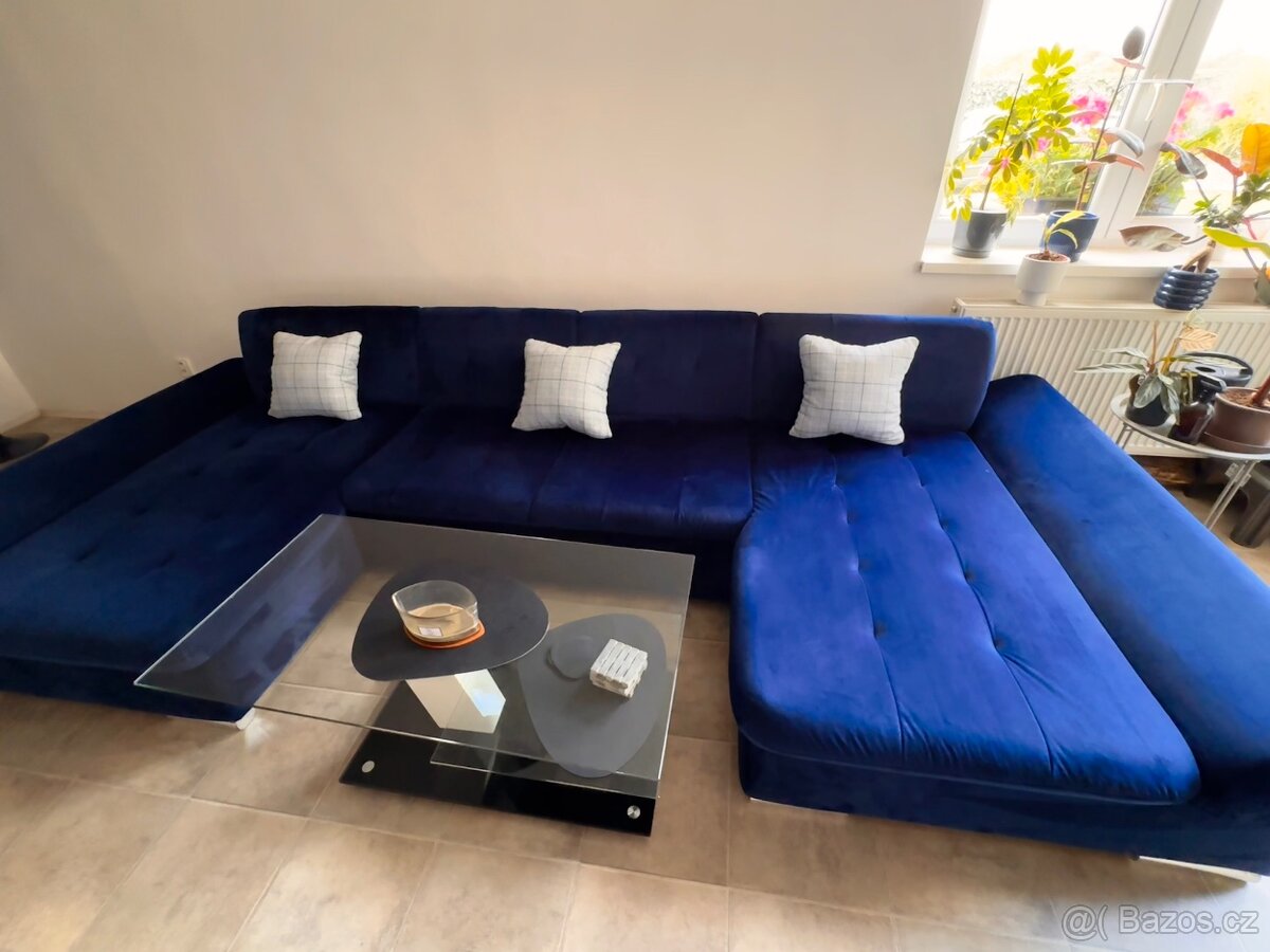 Luxusní rozkládací sedačka 350 cm s úložnými prostory