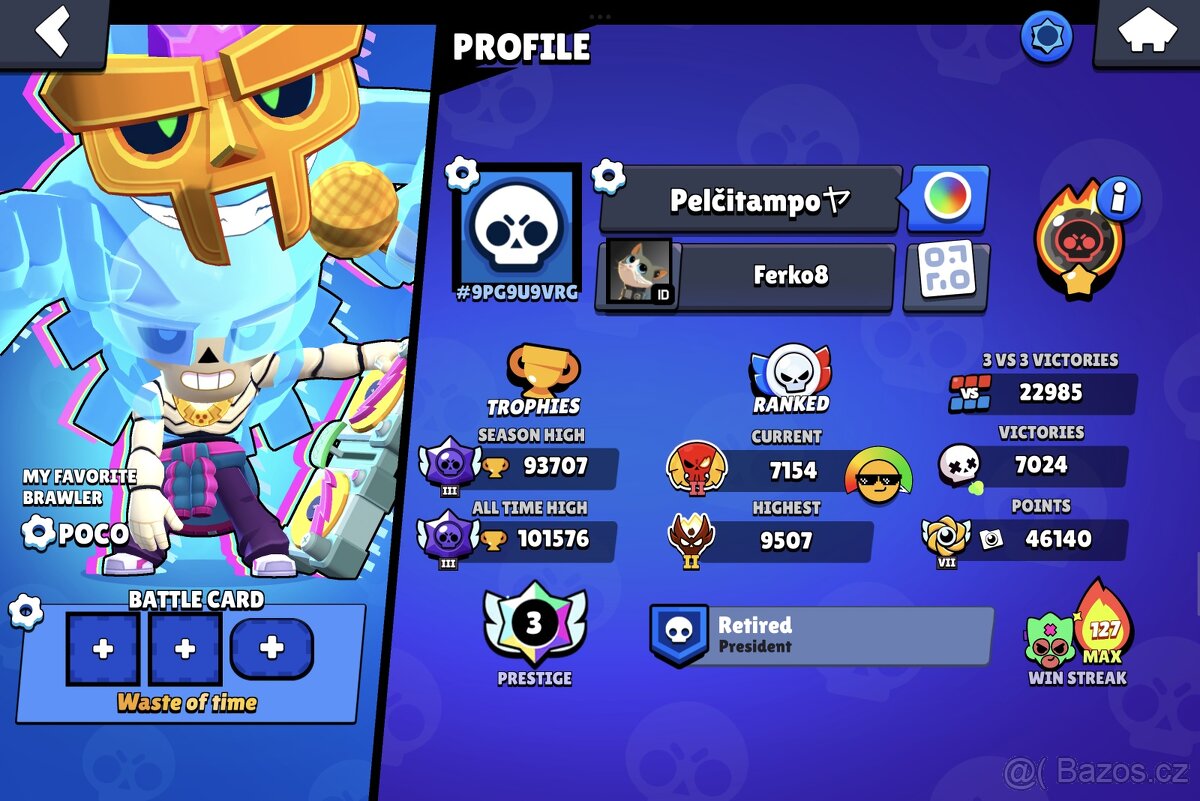 Brawl stars účet 100k,3 Prestige,4×masters