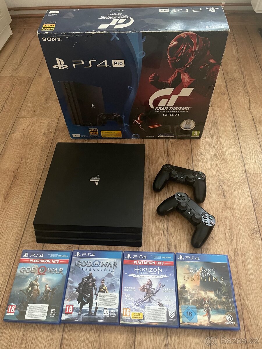 PS4 PRO 1TB - skvělý stav, ovladače, hry