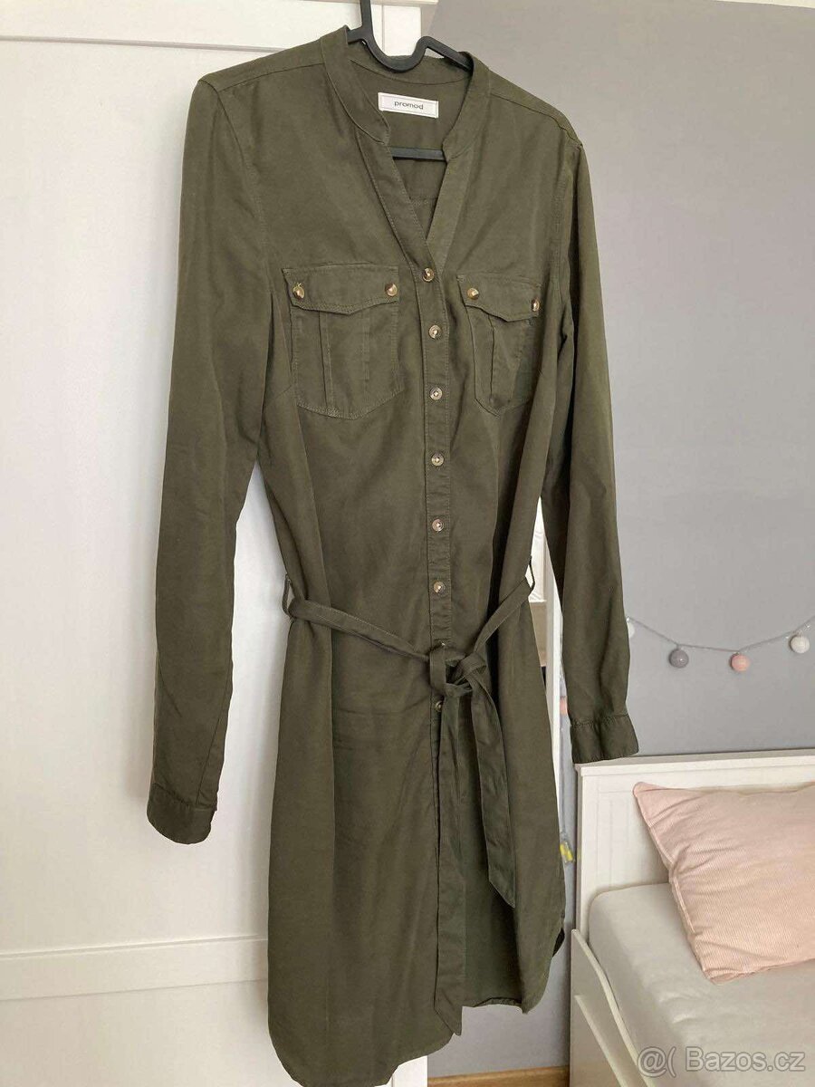 Khaki šaty Promod vel.XS