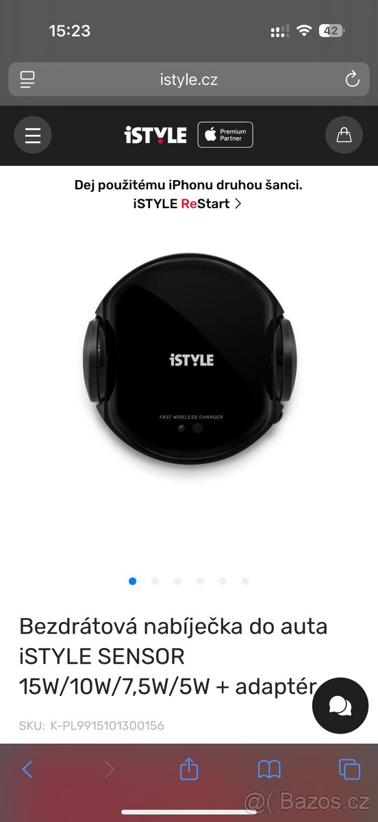 Bezdrátová nabíječka do auta iSTYLE SENSOR