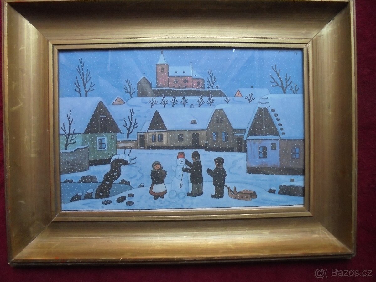 Josef LADA obrázek - Sněhulák s fajfkou 1949