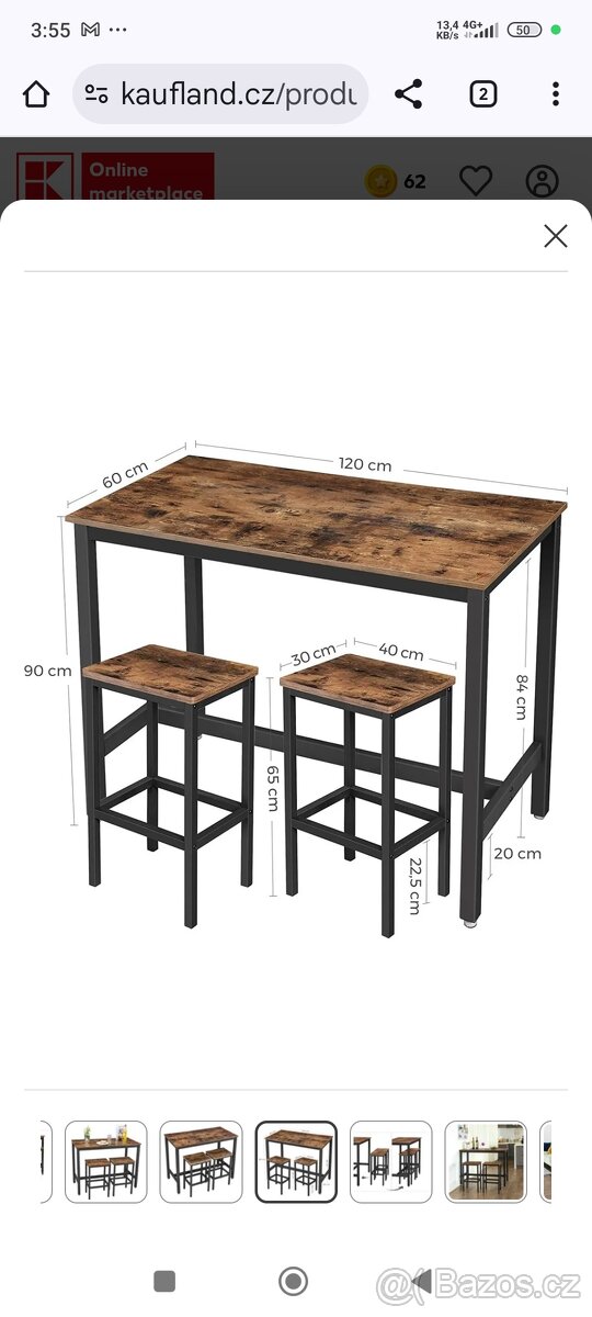 Barový Stůl Se 2 Barovými Židlemi