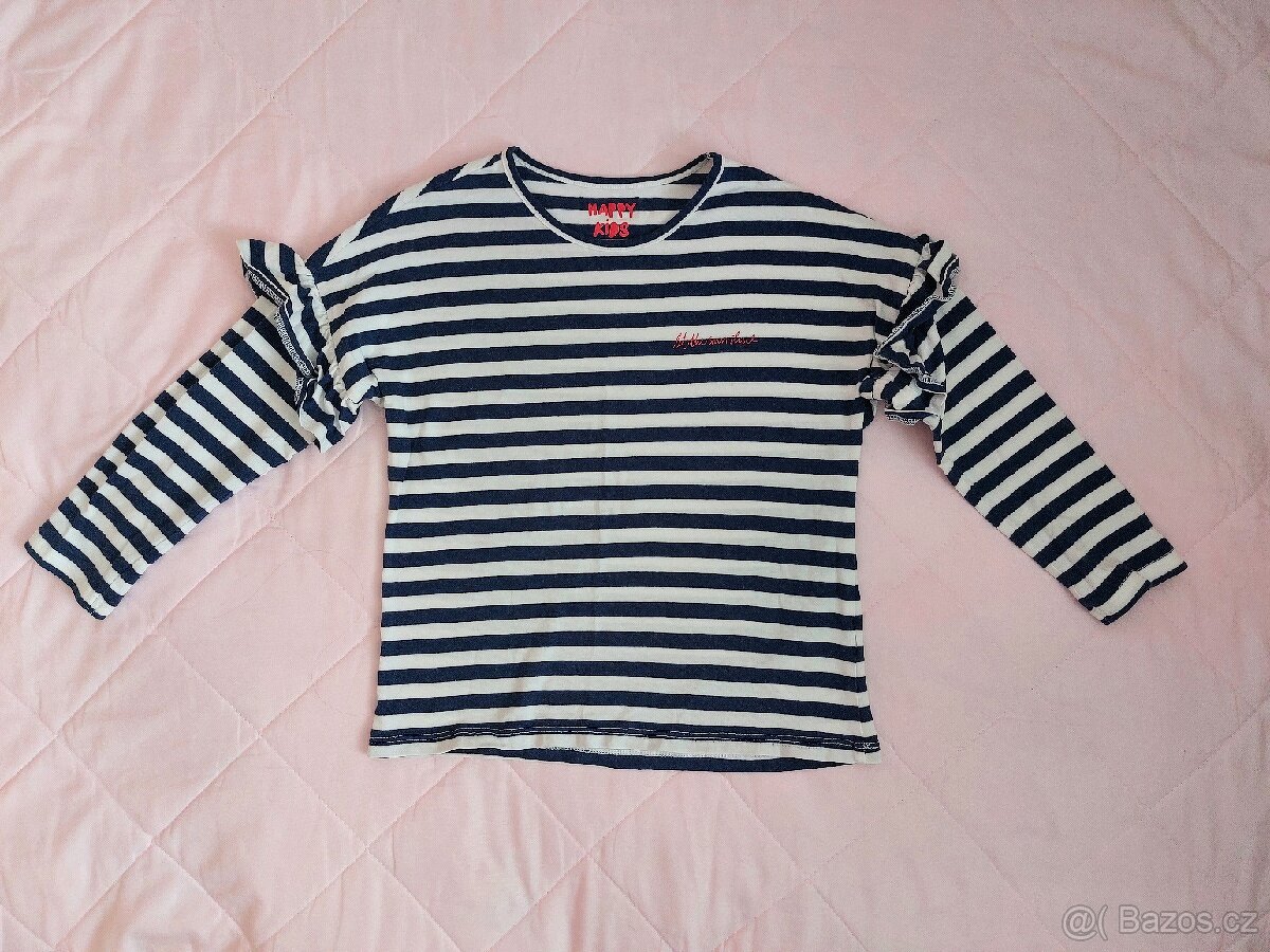 Dívčí pruhované triko 110/116 Tchibo