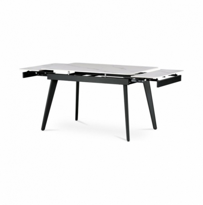 Jídelní stůl rozkládací 120-180x80 cm, keramika šedá, bílá