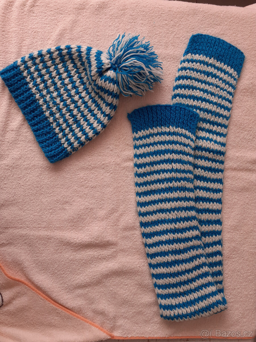 Ručně pletený dětský set - čepice + šála