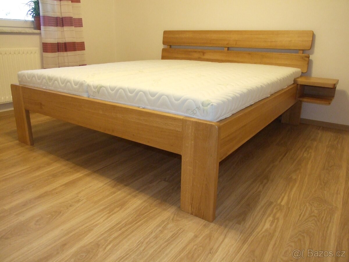 Nová 4 cm dubová postel, nosnost 600 kg, Odvezu a smontuji