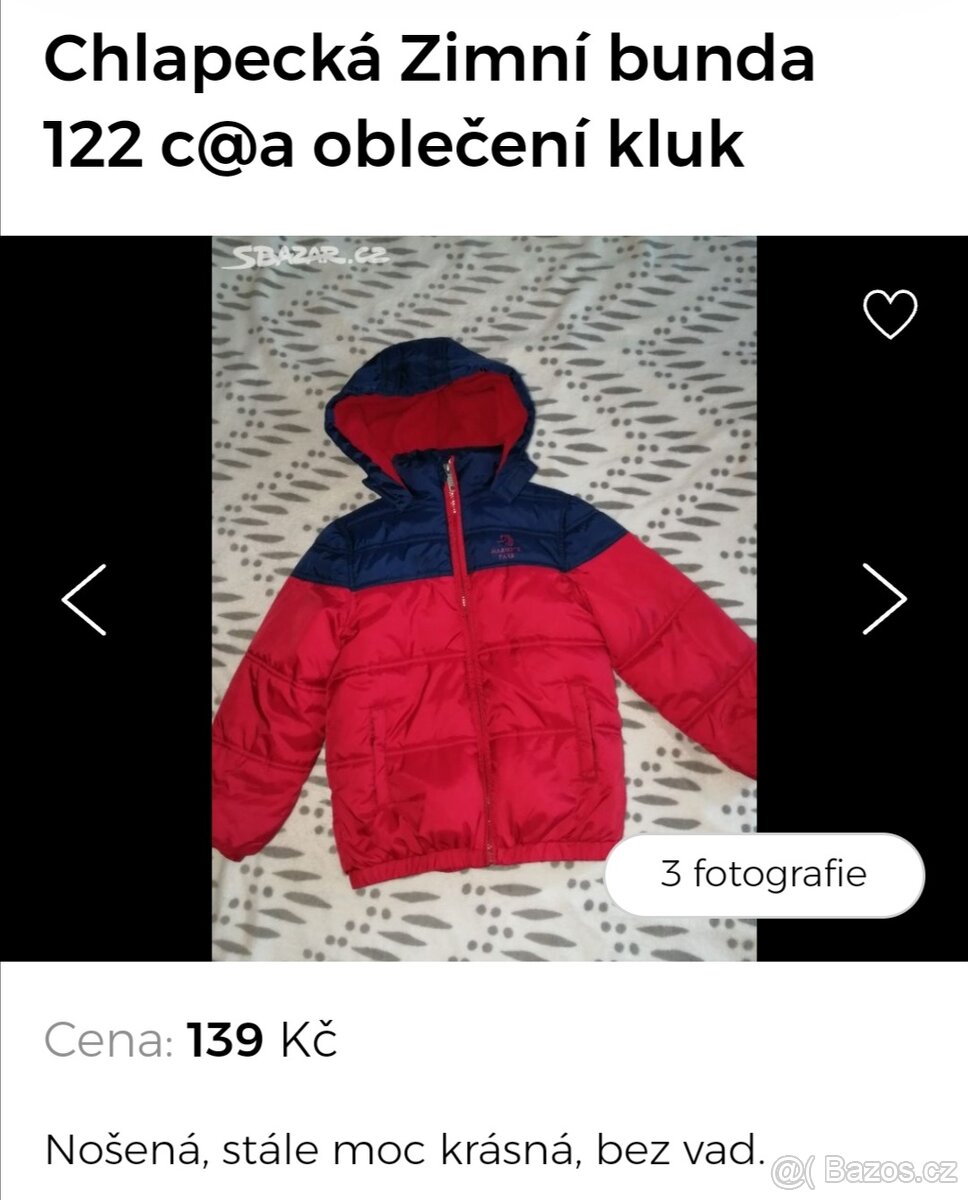 Zimní bunda 122 c@a oblečení kluk