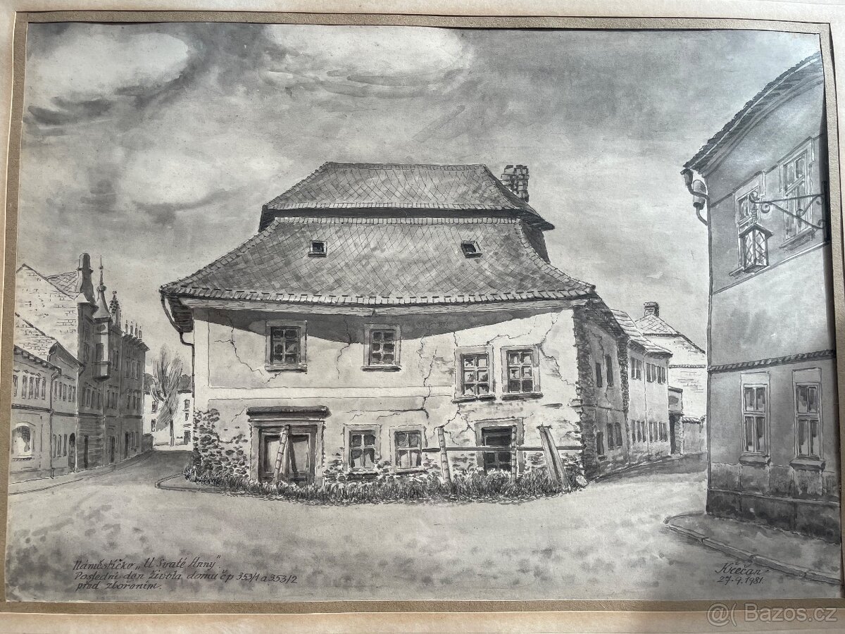 Starý obraz náměstí u sv. Anny Kutna Hora, Křečan