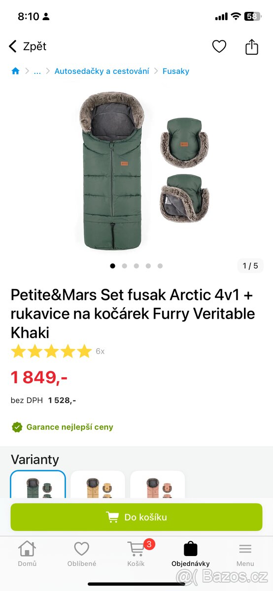 Petite&Mars Set fusak Arctic 4v1 + rukavice na kočárek Furry