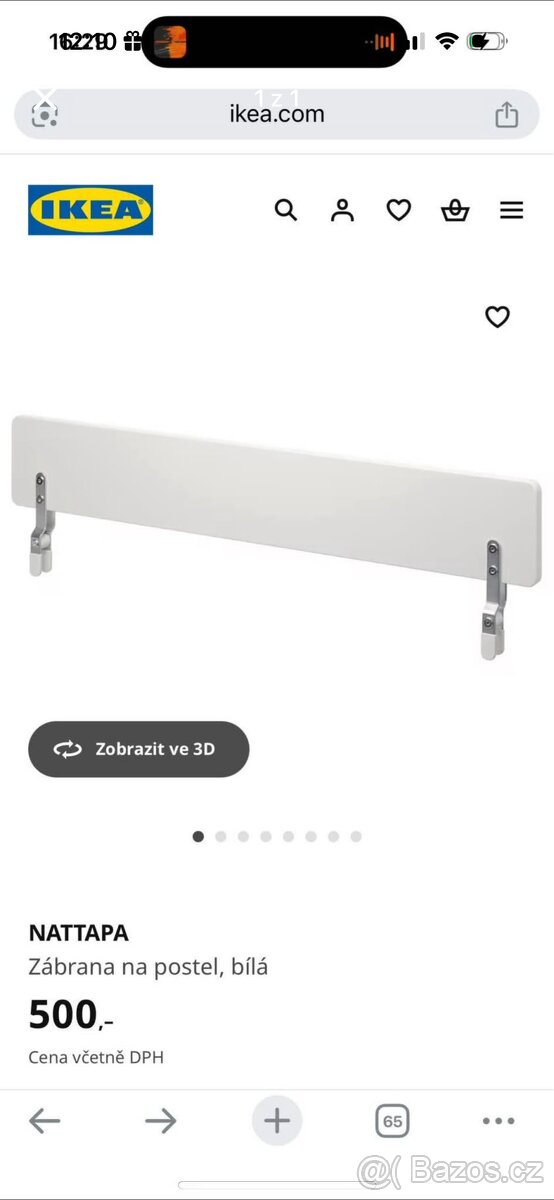 2ks zábrana na postel ikea