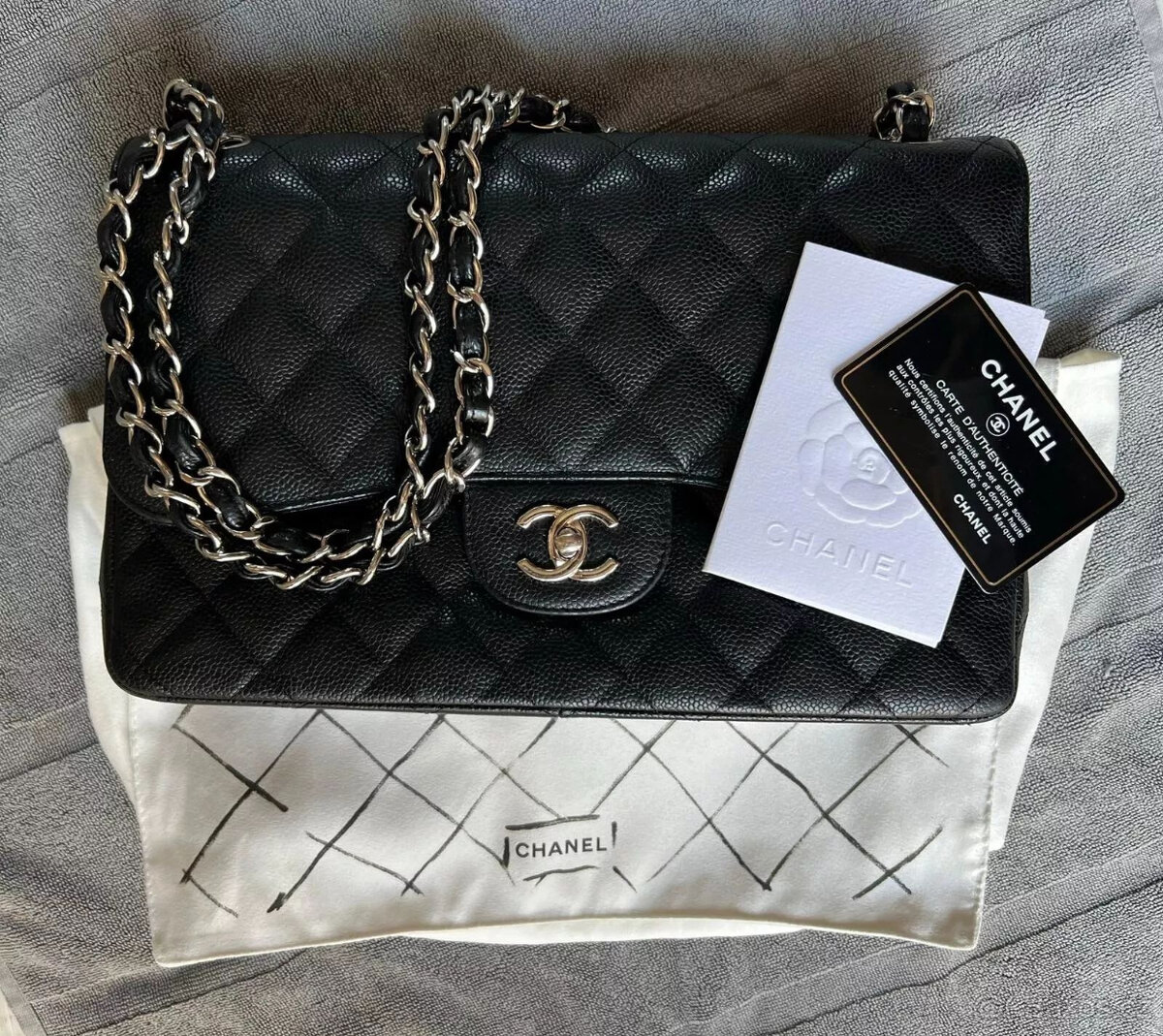 Originální kabelka Chanel Double Flap Classic Bag černá stří