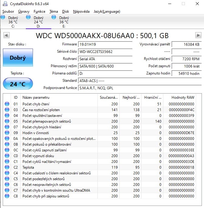 HDD WD různé velikosti