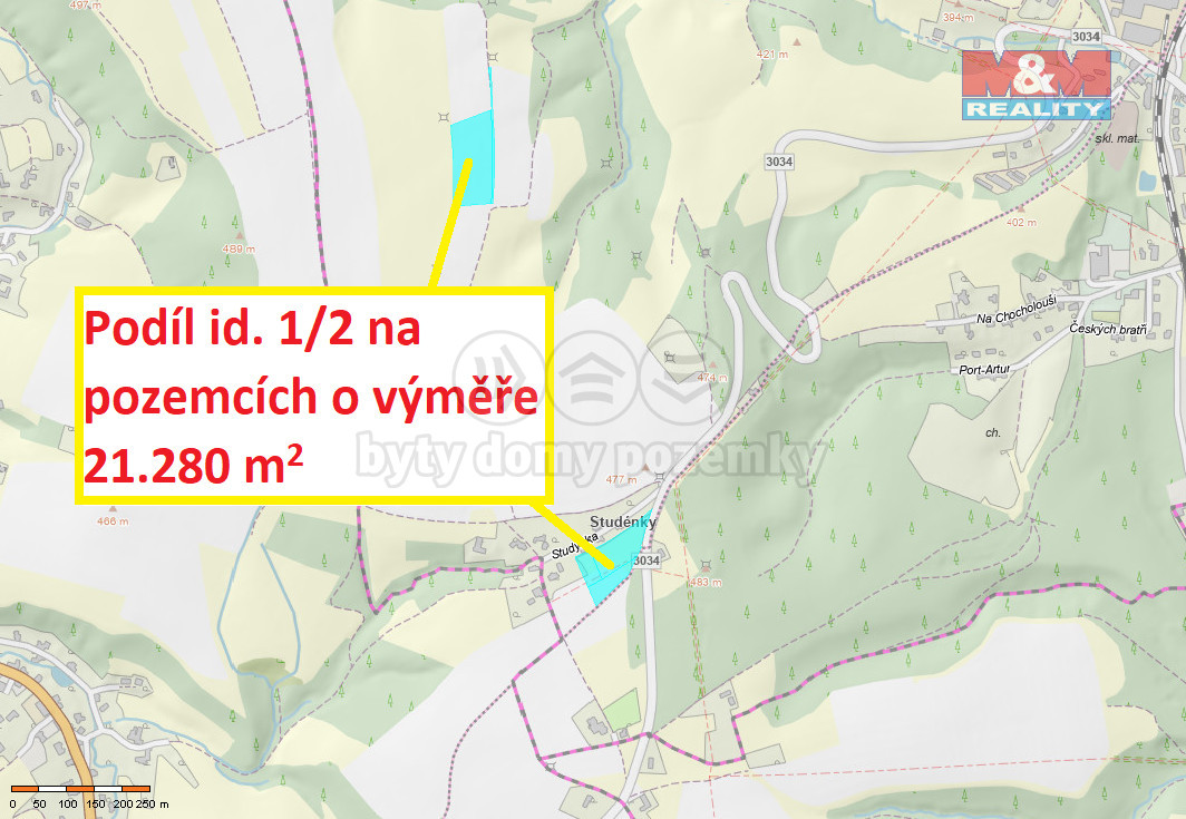 Prodej louky, 21280 m², Hronov - Zbečník