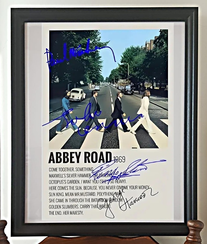 The Beatles 40x30 tisk, plátno, autogramy