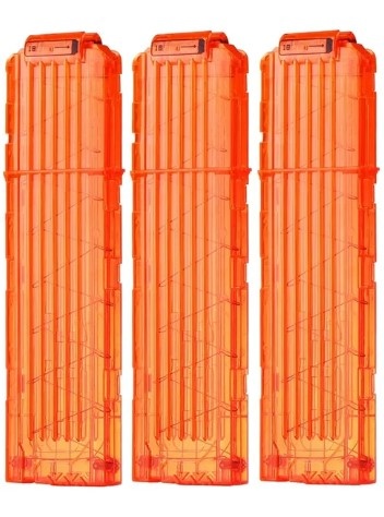 Nerf - nový zásobník na 18 nábojů průhledný oranž.