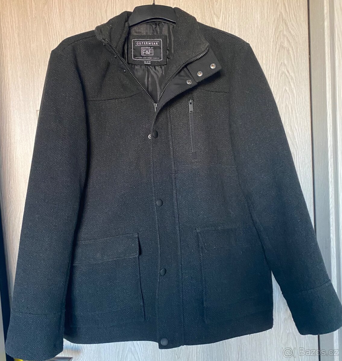 Pánský tmavě šedý flaušový kabát / bundu
