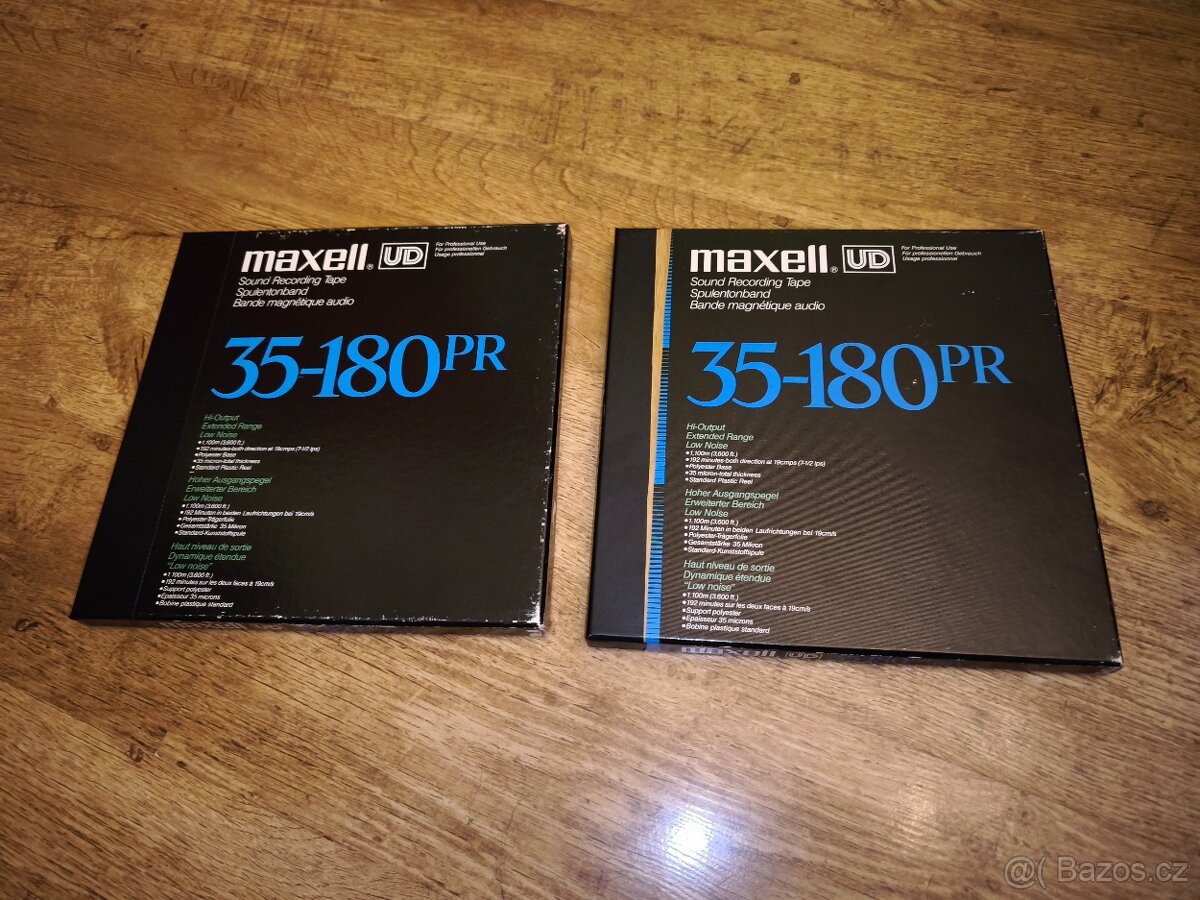 2 ks 26.5 cm ALU cívka Maxell 35-180 s páskem,čti popis