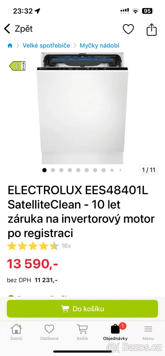 Myčka vestavna elektrolux