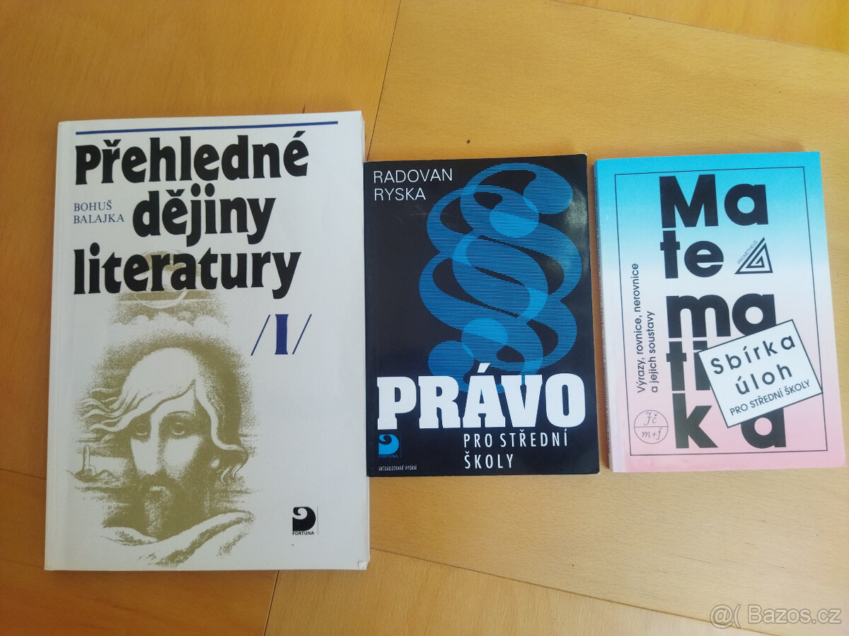 dějiny literatury, právo pro střední školy, matematika sbírk
