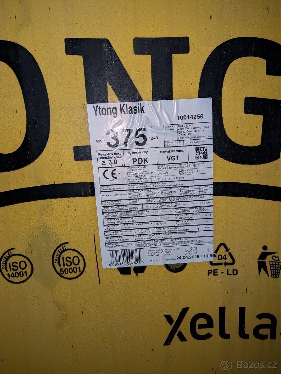 XELLA Ytong tvárnice klasik 499x249x375 mm P3-500 PDK