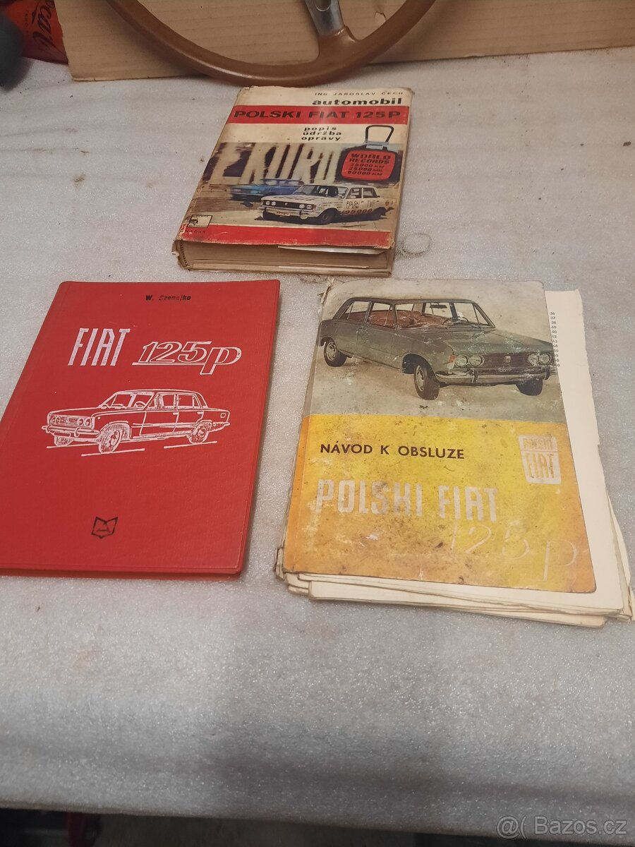 Prodám návody Fiat 125p,prospekt Renault, tab.Porsche