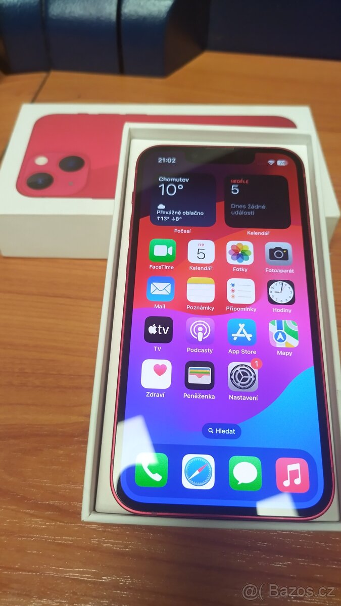 Apple Phone 13mini 128GB RED, skvělý stav, bater85%,zár.12m
