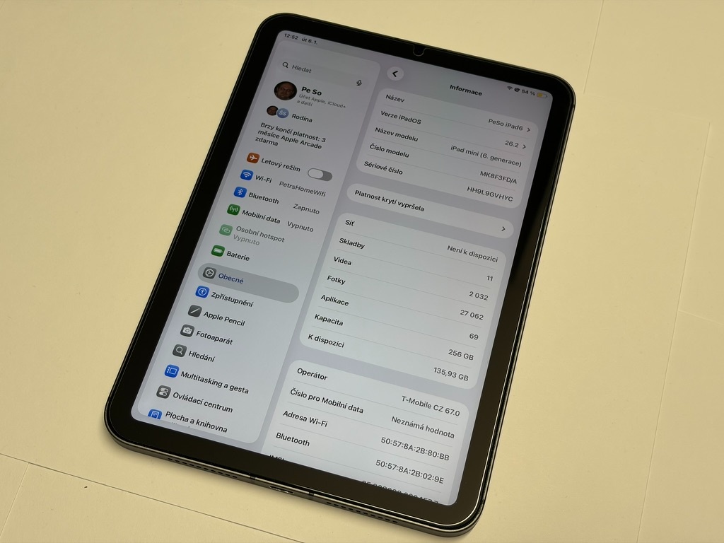 iPad 6 MINI, Wiffi a sim, 256 GB