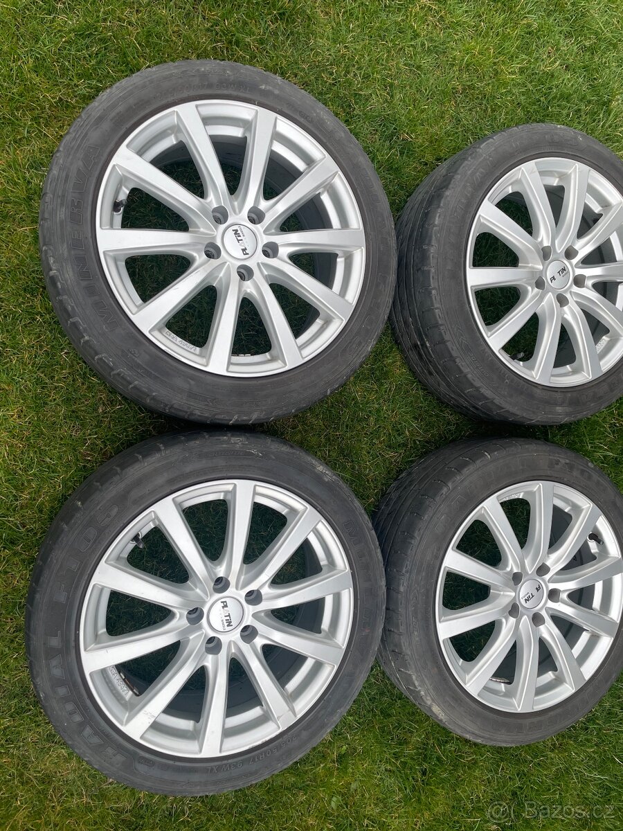 ALU kola Platin Silver R17, 5x 108, Ford, Volvo + letní pneu