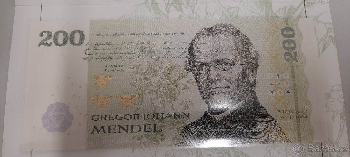 Bankovka 200kč Gregor Johann Mendel