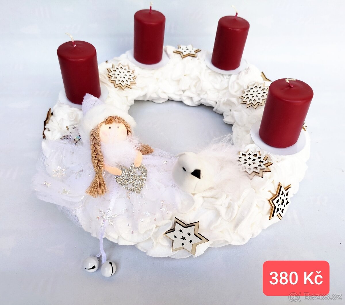 Prodám nový trvanlivý adventní věnec ( do červené barvy)