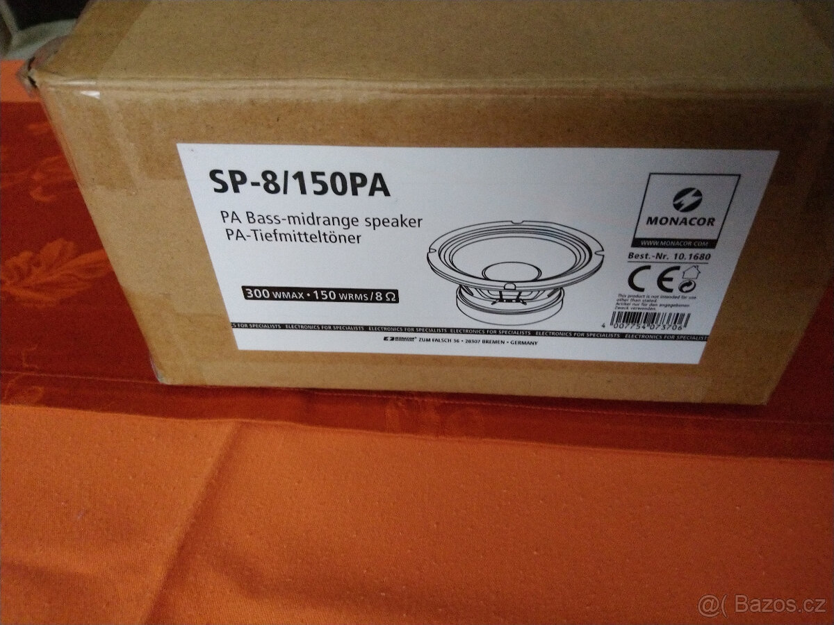 Reproduktor Monacor SP-8/150PA. 2 kusy. Nové, nepoužité.