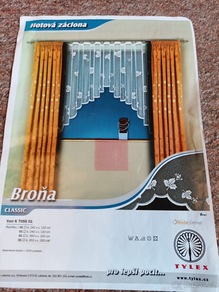 Záclona Broňa š.350 x v.160cm nová čeké výroby