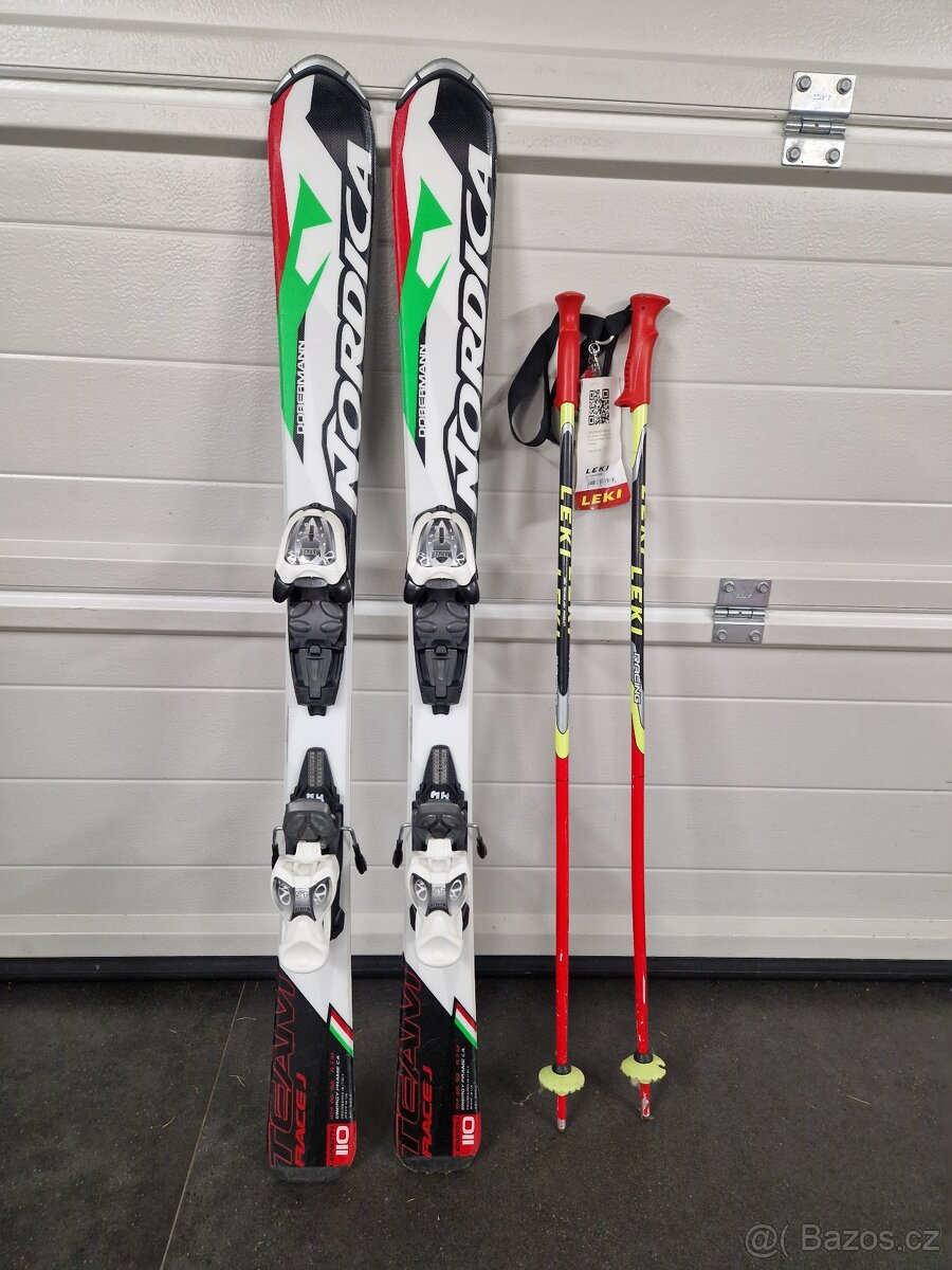 SET Lyže Nordica Dobermann 110 cm boty 225 mm hole 90cm