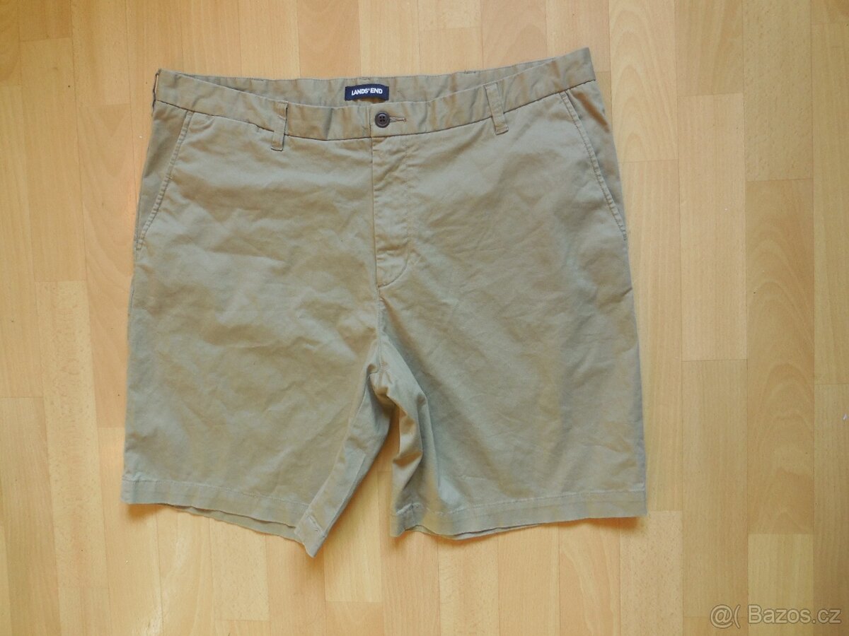 pánské Lands´End sv.hnědé kraťasy Chino plátno elast. 40/XXL