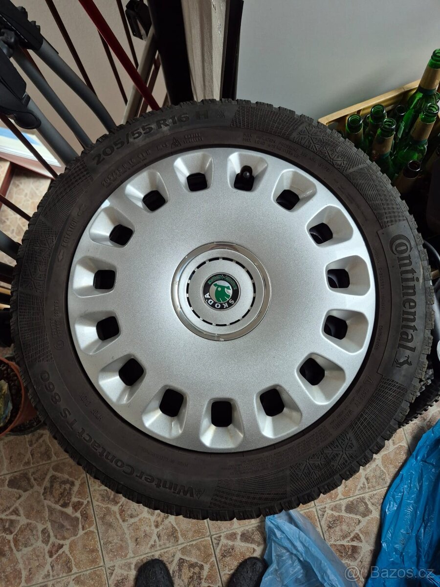 Plechová kola sada s pneu,5x112,ET48,Continental,205/55,R16