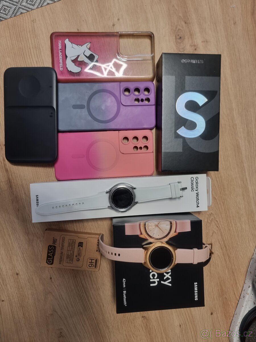 Samsung s21 ultra 5G, 2x hodinky Samsung watch, watch 4