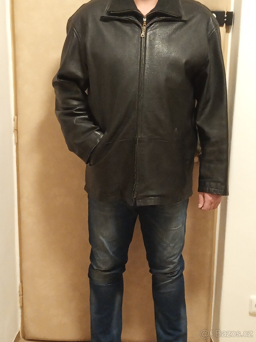 --- PÁNSKÁ ČERNÁ KOŽENÁ BUNDA vel. XL top stav ---