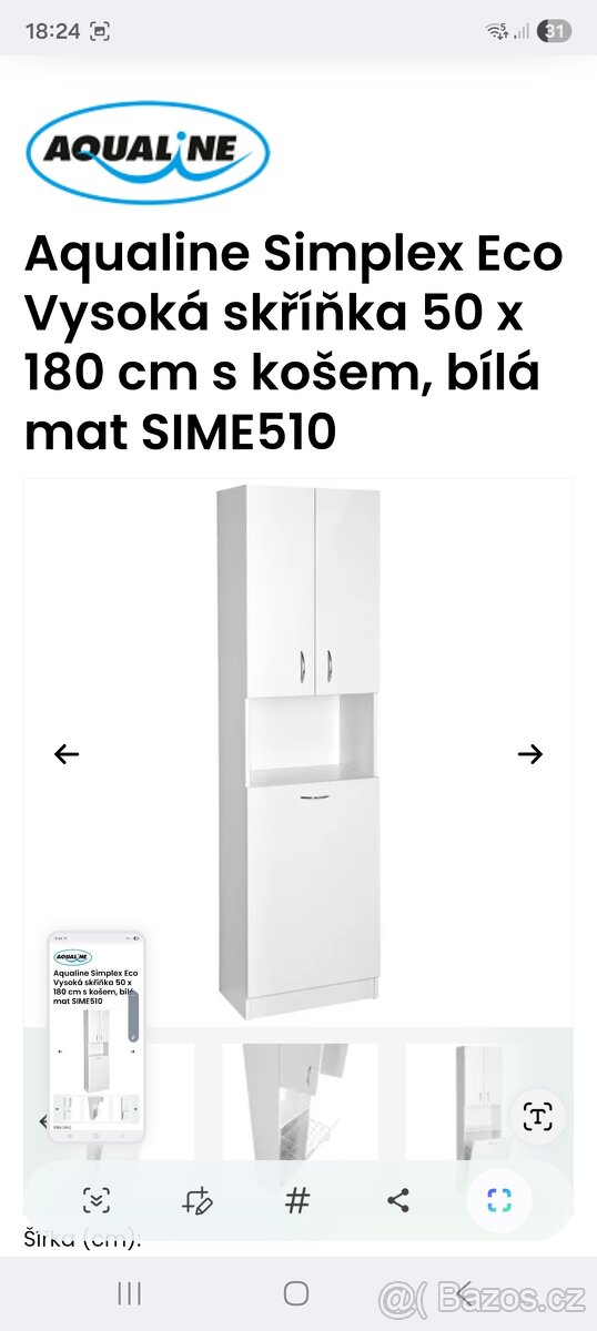 Koupelnová skříňka s košem