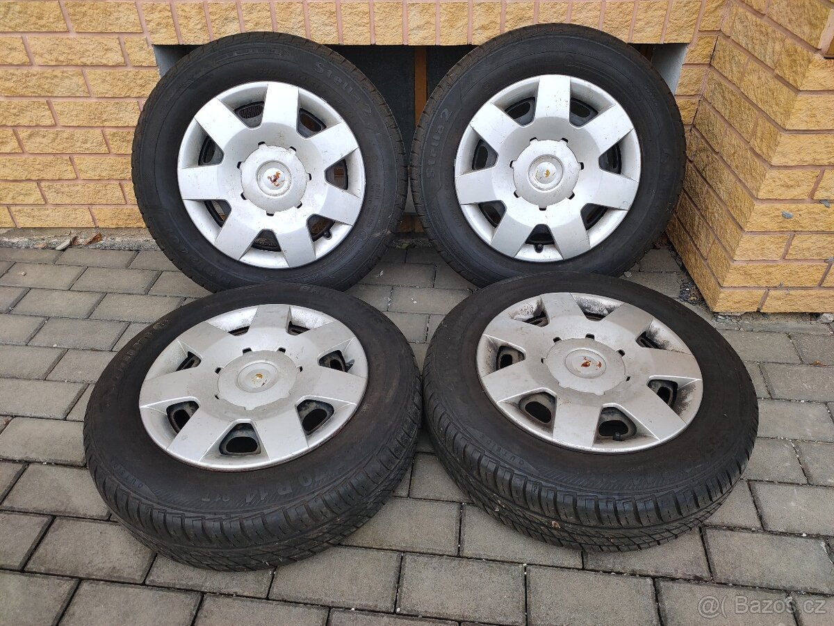 Kola 5x100 R14 s letními pneu Barum 165/70 R14 - 7mm