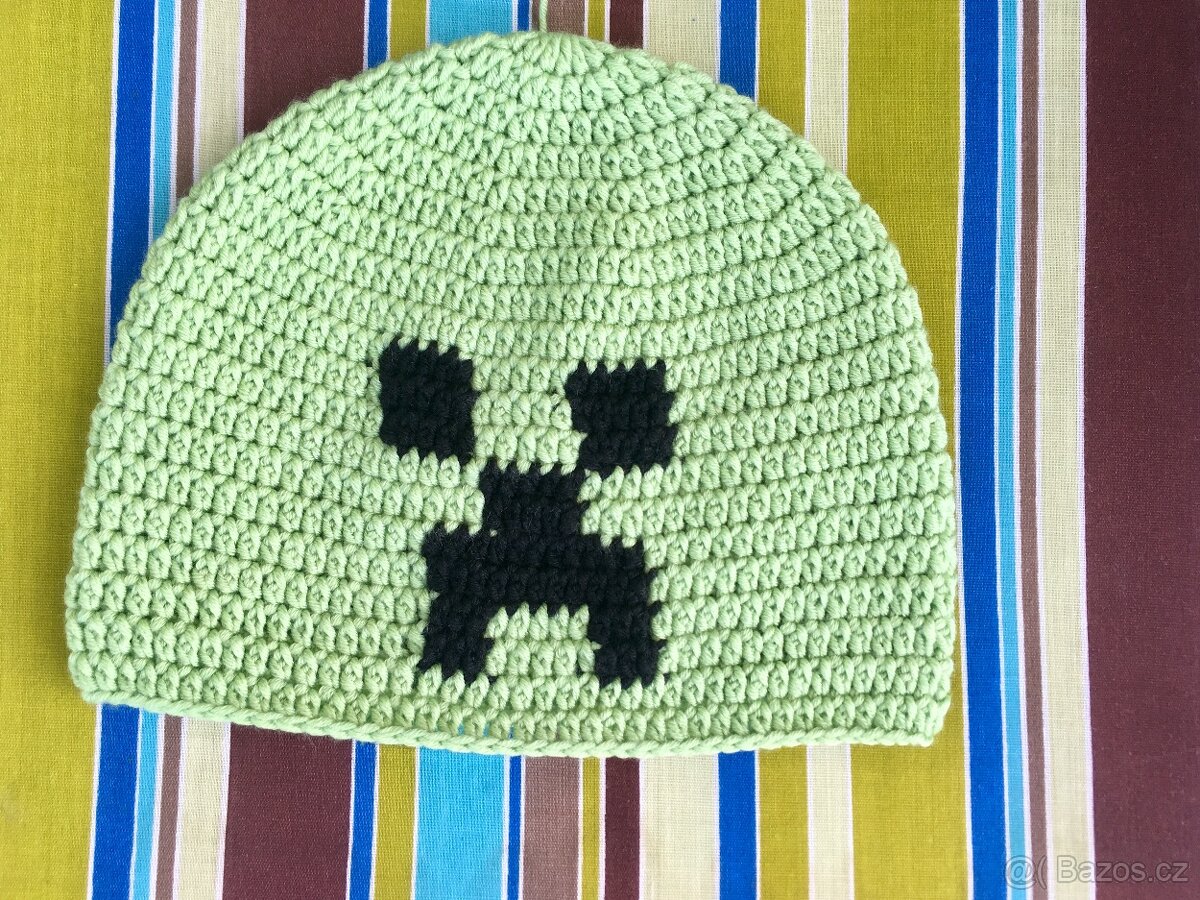 NOVÁ Háčkovaná čepička čepice Minecraft