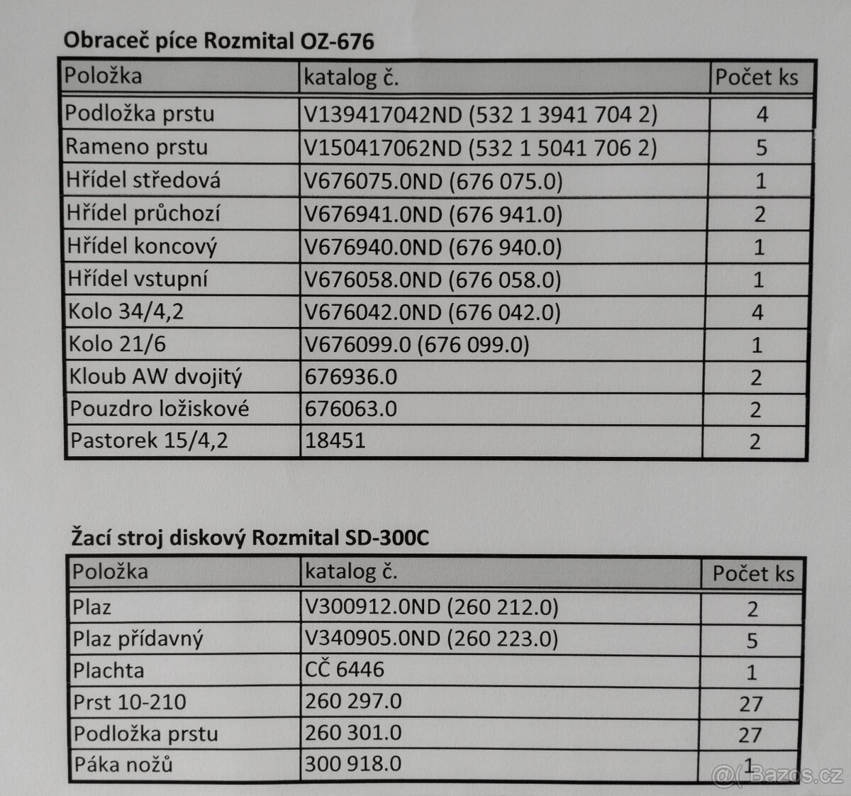 ND na Obraceč Rozmital OZ-676 a Žací stroj SD-300